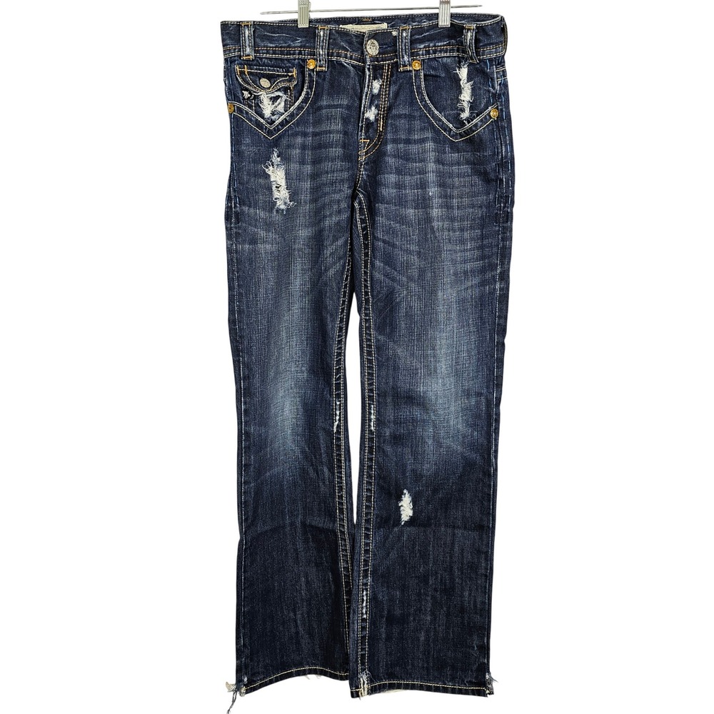 MEK Denim Oaxaca Jeans Y2K Mens 33x34 Blue Distressed Handcrafted Quality USA